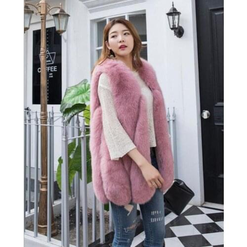2019 New Imported Womens Fox Fur Vest Womens Long Fur Coat Womens Winter Warm Fox Fur Vest