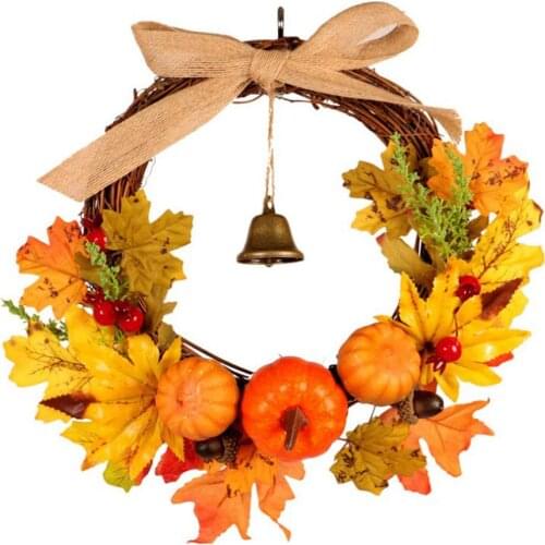 Halloween Hanging Ornaments Plastic Pumpkin Maple Leaf Bell Garland Thanks Giving Day Halloween Hanging Decoration Home Decor