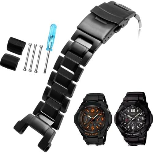 Stainless Steel Watch Strap for Casio GW-3500B/GW-3000B/GW-2000/2500 G-1000 Watchband Belt Replacement Black Metal Bracelet