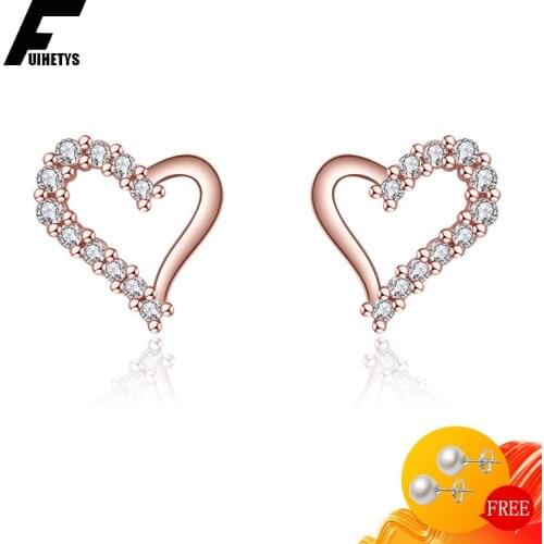 Bali Jelry Charm Earrings 925 Silver Jewelry AAA Zircon Gemstone Heart-shape Stud Earring Accessory for Women Wedding Engagement