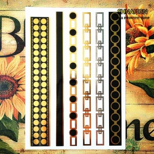 SHNAPIGN 24 style Temporary Tattoo Body Art, Choker Chains Golden Designs, Flash Tattoo Sticker Keep 3-5 days Waterproof 21*15cm