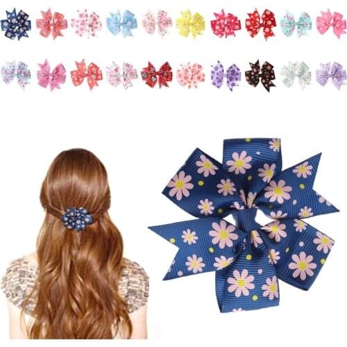 20Pcs Bowknot Hair Clips Bows Girls Hairpin Headwear Accessories