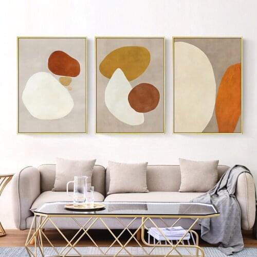 Modern Abstract Beige Geometry Yellow Wall Art Canvas Painting Minimalism Posters and Prints Picture for Living Room Home Decor