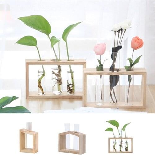 Glass Test Tube Vase Glass Bottle Vase Hydroponic Vase Transparent Vase Fashion Sturdy Hydroponic Vase Transparent Vase Wood