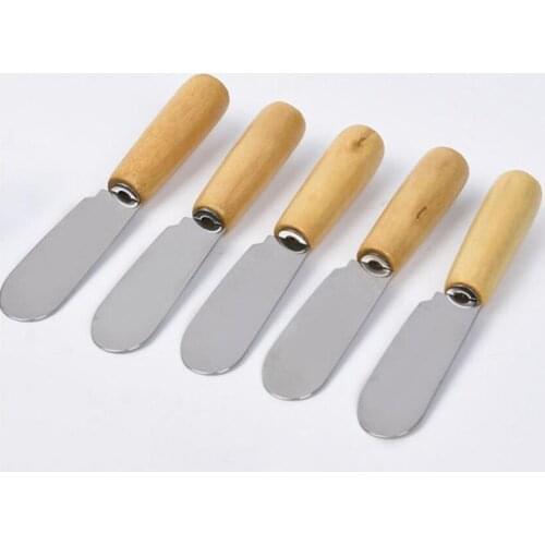 Stainless Steel Cutlery Butter Spatula Wood Butter Knife Cheese Dessert Jam Smear Knife Portable Travel Party Knife Breakfast To