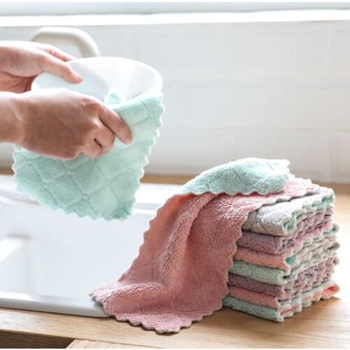 10pcs Rag Cleaning Cloth For Washing Dishs Kitchen Supplies Kitchen Double Side Absorbent Dishcloth Special Soft Kitchen Tool