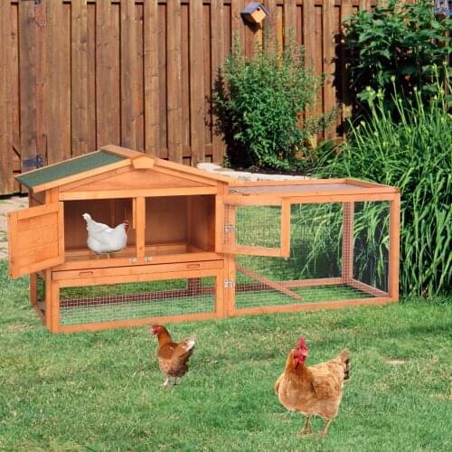 US Warehouse 61" Waterproof Two-tier Wooden Rabbit Hutch Cage Chicken Coop House Bunny Hen Pet Animal Backyard