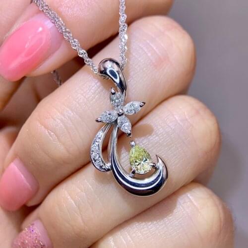 XHD520 Solid 18K Gold Nature White Diamonds 0.416ct Pendants Necklaces for Women Fine Jewelry for Women Gifts