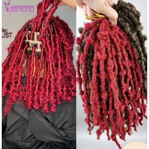 Y Demand Butter--fly Locs Hair Crochet 12 inch Butter--fly-Bob Locs Short Distressed Faux--Locs Hair Pre looped Pre--twisted