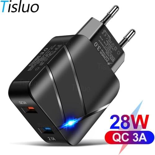 USB Charger Quick Charge 3.0 LED Lighting Adapter Fast Charger For iPhone 12 Samsung Xiaomi Huawei Tablet Smart Phone Chargers