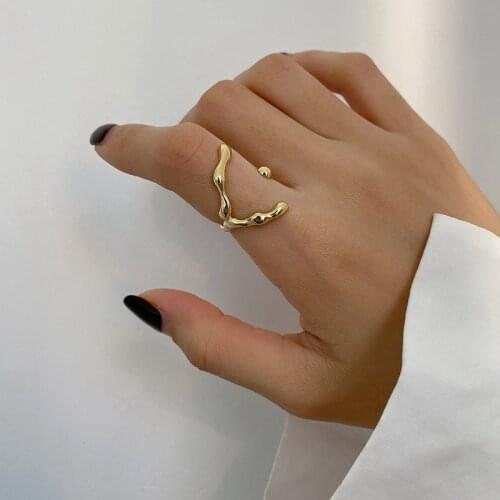 Silvology 925 Sterling Silver Irregular Rings Elegant Chic Staggered Lines Texture Design Rings for Women Minimalist Jewelry