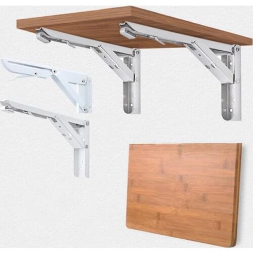 2Pcs Folding Shelf Brackets Heavy Duty Stainless Steel Collapsible Shelf Bracket