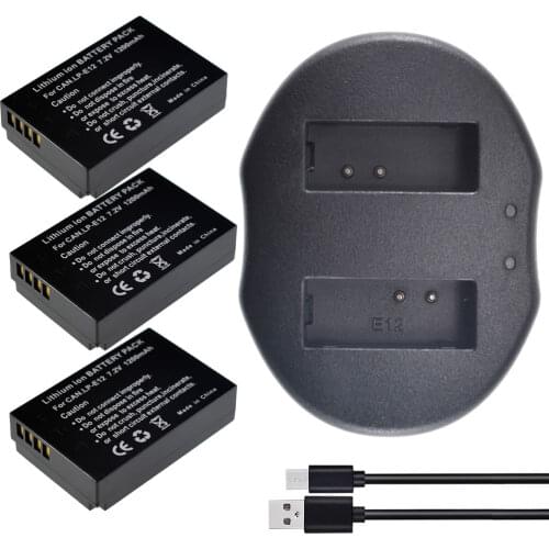 3 LP-E12 Battery + USB Charger w/ cable For Canon EOS M M2 100D Kiss X7 Rebel SL1