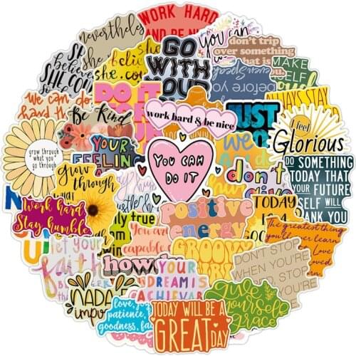 50Pcs Motivational Quotes Sentences Phrases Stickers DIY Fridge Guitar Laptop Motorcycle Luggage Skateboard Graffiti Decals