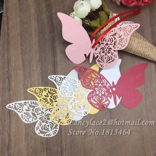 60pcs Laser Cut Paper Butterfly Shape Craft Paper Hang Tag Wedding Party Label Price Gift Cards Bookmark Cards Decoration