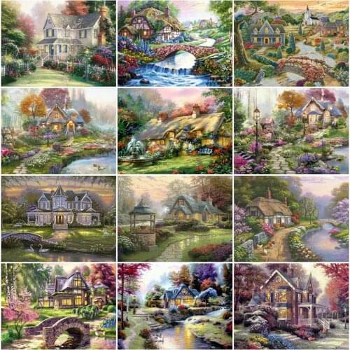 EverShine DIY Diamond Painting Garden House Full Square Diamond Embroidery Landscape Lodge Rhinestone Mosaic Handmade Hobby Art