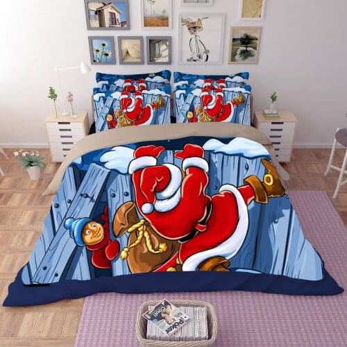 Free shipping 3d Children Cartoon Xmas bedding Set 3/4Pcs Twin/Full/Queen Size Without Filler Merry Christmas Day home textile