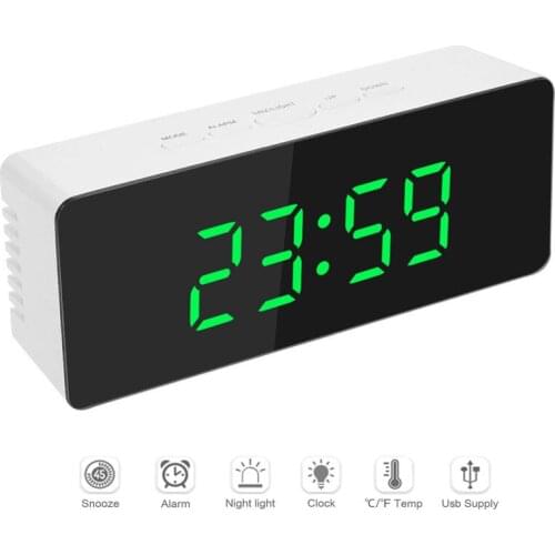 LED Mirror Alarm Clock Digital Electronic Desktop Clock Large Screen Display Time Temperature Home Decoration Table Clocks