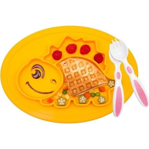 Baby Self-Feeding Tableware Silicone Dishes Anti-Slip Infant Plate Fruit Food Container Placemat