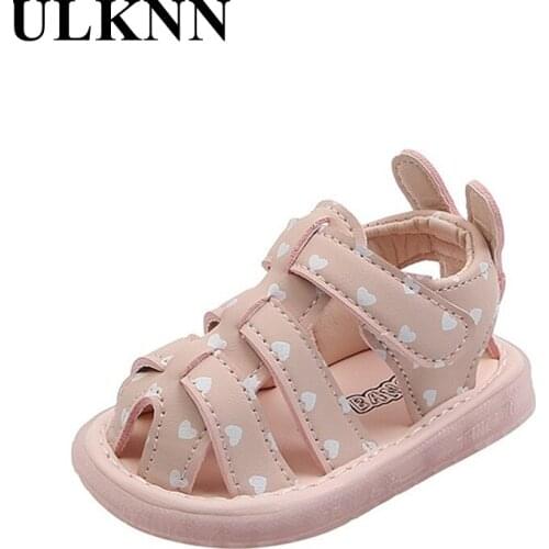 ULKNN Baby Sandals Childrens Soft-soled Toddler Shoes Luminous Rabbit Ears Roman Flat-Bottom Baby Shoes Cute Summer Sandals
