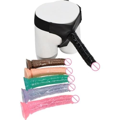 DUEN Wearable Dildo Leather Underwear Simulation Penis Lesbian Gay Couples Sex Toys Adult Products Realistic Fake Dick