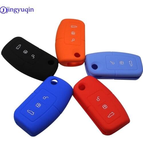 Jingyuqin 3 Buttons Remote Car Key Fob Cover Case For Ford Focus Fiesta C Max Ka Flip Folding Modified Silicone