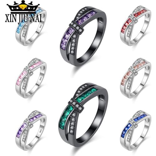 Cross Finger Ring For Lady CZ Zircon Luxury Hot Princess Women Rainbow luminous gems paving opal Ring Crystal Fashion Jewelry