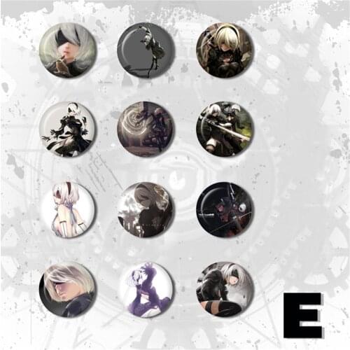 ZXFJXR Game 58MM Nier: Automata YoRHa No.2 Type B 2B Cool de armas Broche Round Badges Icons On Backpack Stemma