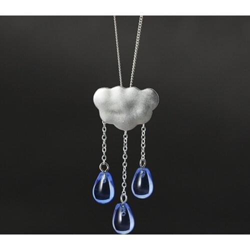 Real 925 Sterling Silver Pendant Natural Handmade Fine Jewelry Ethnic Cloud Long Tassel Pendant without Necklace for Women