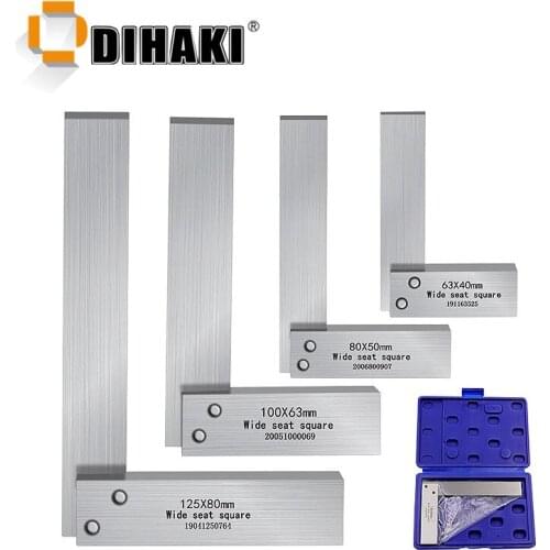 90 Degree Right Angle Ruler Precision Knife Edge Square Ruler Engineer Measuring Tool 63x40 80x50 100x63 125x80 With Box