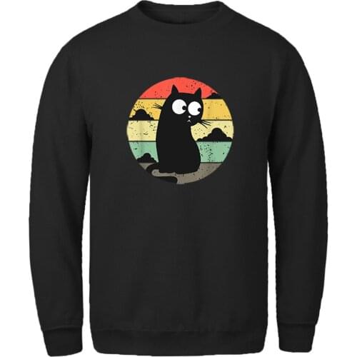 Mens Sweatshirt Black Cat Cartoon Hip Hop Fashion Fleece Hoody Hipster Outwear Mans Clothing 2020 New Autumn Supoleron Hombre