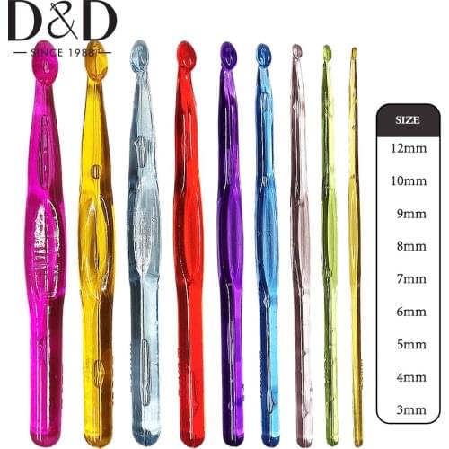9Pcs Crochet Hooks Set Large Yarn Crochet Hooks Needles Plastic Handle Knit for Knitting Blanket Rags Shawl Craft Weave Tool