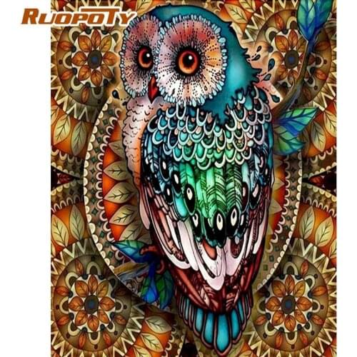 DIY digital Painting By Numbers Kits colorful Owls On Canvas Paint By Numbers animals pre printed Unique Gift For Children