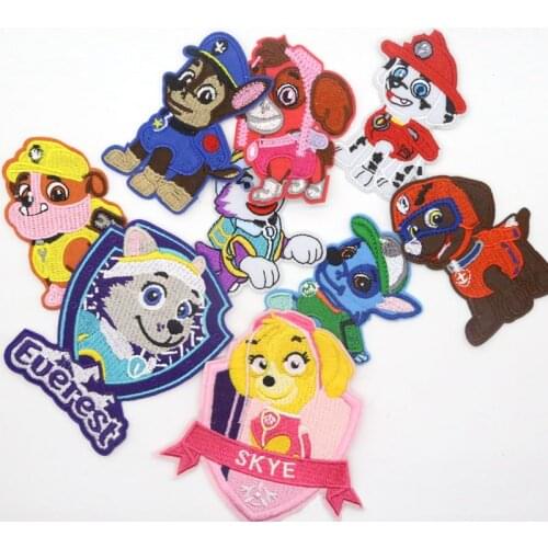 Animal Paw anime movie TV Character Patches Iron Clothes Accessories Applique Embroidery Rescue dog patroling clothing patch