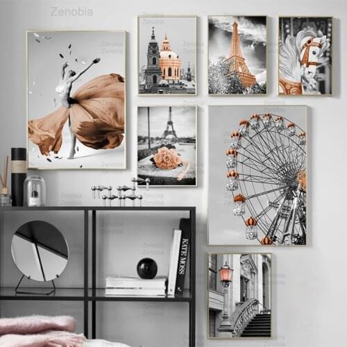 Vintage Black White Landscape Poster Wall Art Pictures Home Decor Nordic Canvas Painting Brown Modular Prints Cuadros Decoration