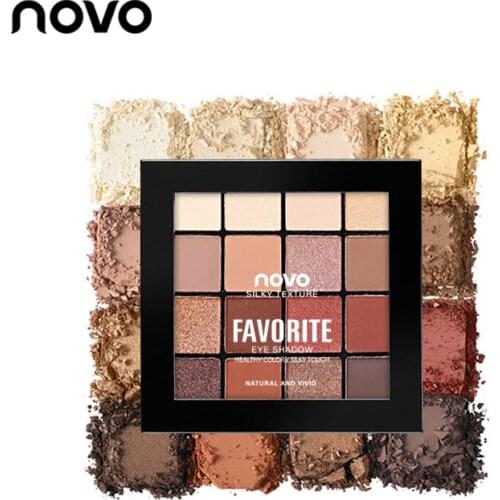NOVO 16 Colors Shimmer Matte Eyeshadow Palette High Pigmented Mineral Eye Shadow Pressed Powder Makeup Waterproof Nude Eyelids