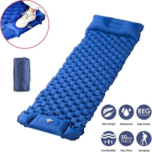 Outdoor Pedal Inflatable Cushion Folding Bed Mat Tent Sleeping Pad With Pillow Ultralight Portable Lawn Camping Hiking Equipment