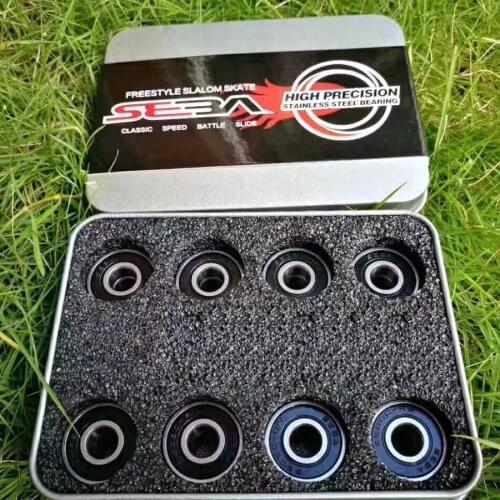 100% Original SEBA 16PCS Black Ball Ceramic Bearings 608zz Black Pottery Beads Zirconia Roller Skating Speed Patines Bearing