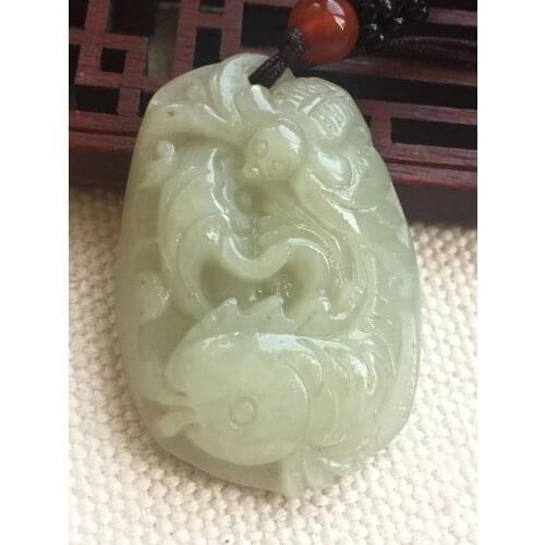 Natural hetian white fish jade pendant unique design jadeite jade necklace men jewelry women pendants jade