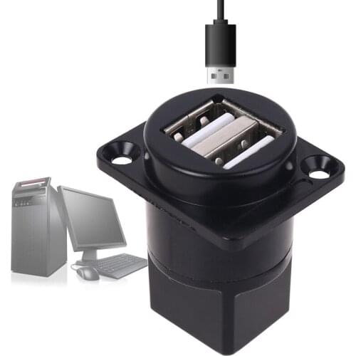 D type socket Metal USB 2.0 socket female to female USB connector panel mounting null