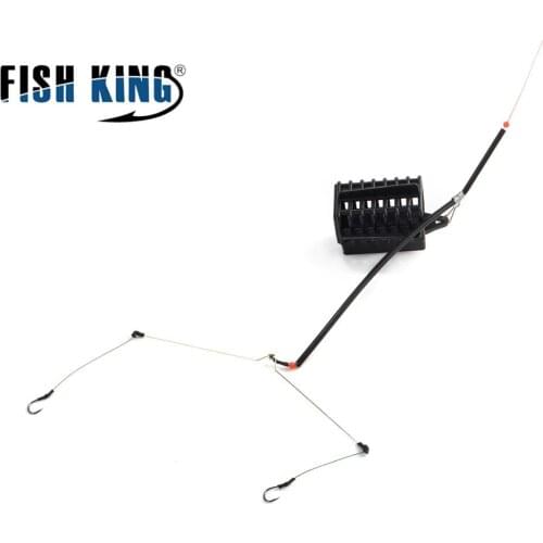 FISH KING Fishing Group Bait with Tackle Cage Feeder Fishing Accessories high Carbon Steel String Hook Weight 20g-80g 450mm