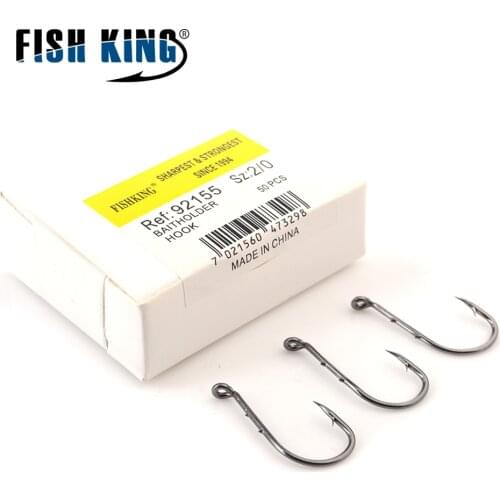FISH KING High Carbon Steel Fishing Hooks With Eyes 50pcs/lot 3/0#-1/0# 1#-7# Carp Fishing Accessories Lure Jig Head Barbed Hook