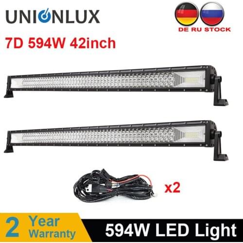 7D Triple Row LED Work Light Bar 594w 42inch Flood Spot Combo Beam 12V 24V Off Road 4WD ATV UTV UAZ UTE Motorbike Boat