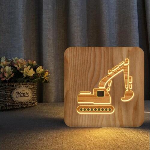 Childrens Room Led Night Light car truck Lamp ins LED Table Lights Christmas van excavator model Wood nightlight Decoration led