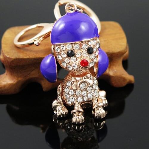 TianBo Charm Crystal Poodle Dog Keychain Alloy Key Rings For Women Alloy Purse Bag Key Chain Car Key Holder llaveros