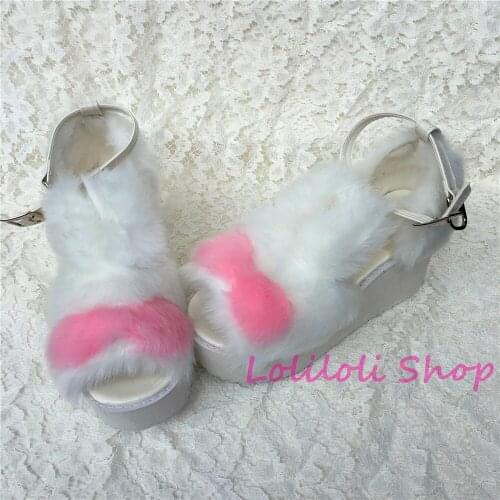 Princess sweet lolita shoes Lolilloliyoyo antaina Japanese design custom shoes with white and pink suede flat platform an5210-2