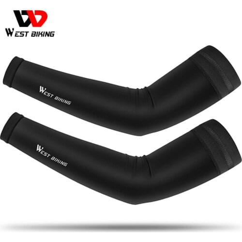 WEST BIKING Breathable Quick Dry Cycling Arm Sleeves Fingerless Elbow Pad Fitness Armguards UV Protection Ice Fabric Arm Sleeves