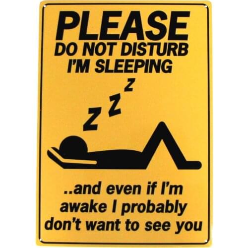 Funny Metal Sleeping Do Not Disturb 8x12 Sign Novelty Office Wall Man Cave Door Decor