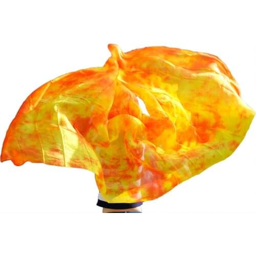 2016 high quality cheap dance veils womens sexy 100% silk belly dance veil 250*114 CM wholesale red + yellow mix color