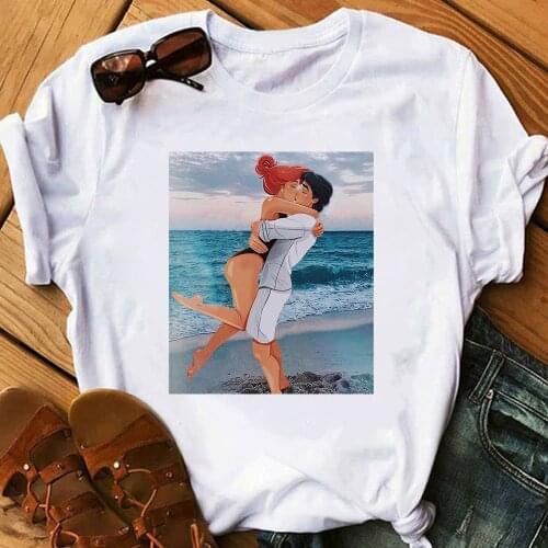 Female T-shirt Disney Princess Mermaid Ariel Printed T Shirt Women Summer Casual Harajuku Tshirt Funny Short Sleeve Girl Top Tee